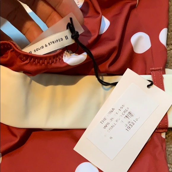 NWT solid and striped “Nina” belted one piece - Picture 3 of 3